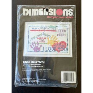 Dimensions Vintage Stamped Cross‎ Stitch Kit "Brush Your Teeth" Sealed Deadstock